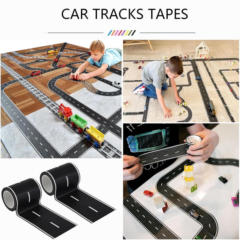 HMPBEFU 2 Pack 32.8 ft x 2in. Black Roadway Track Tape, Road Tape for Toy Cars, Sticks to Flat Surfaces, No Residue - Image 4